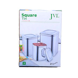JVL Square Tin Unrakable Lid Box Container